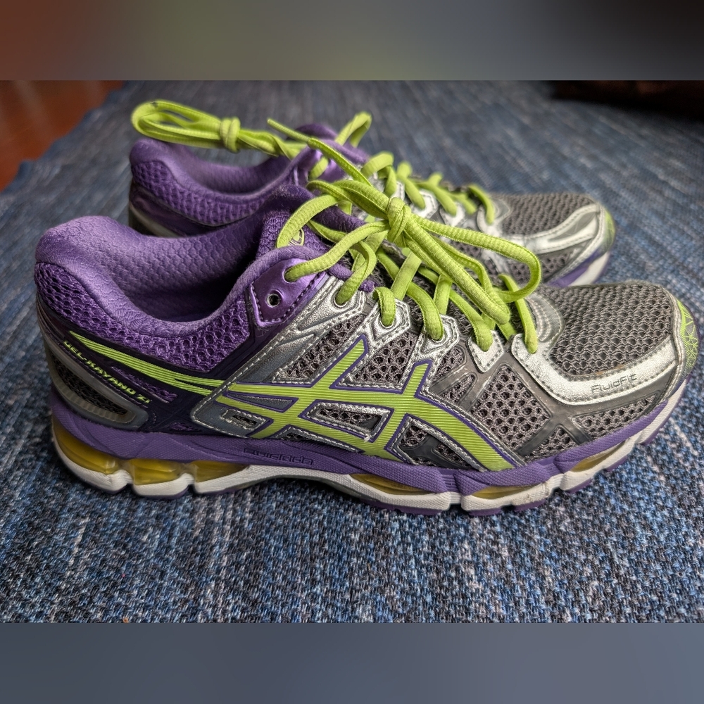 Asics Gel Kayano 21 Running Shoes, Purple Grey Green, Size Women's 9 - Picture 3 of 9